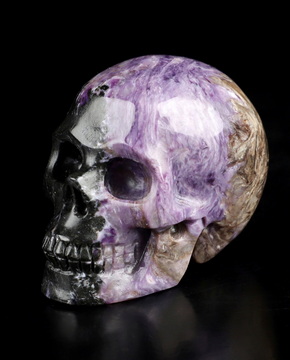 Gemstone 2.0" Russian Charoite Hand Carved Crystal Skull, Realistic, Crystal Healing