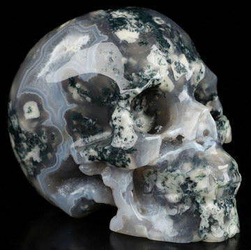 3.5" Green Moss Agate Hand Carved Crystal Skull, Realistic, Crystal Healing