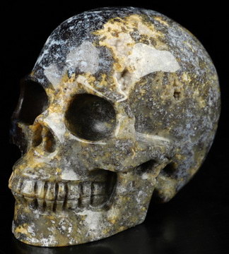 3.6" Blue Ocean Agate Hand Carved Crystal Skull, Realistic, Crystal Healing