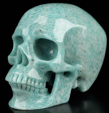 4.5" Amazonite Hand Carved Crystal Skull, Super Realistic, Crystal Healing