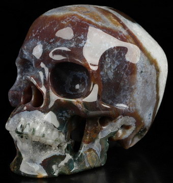 5.1" Indian Agate Hand Carved Crystal Skull, Super Realistic, Crystal Healing