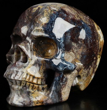 5.1" Blue & Red Pietersite Hand Carved Crystal Skull, Super Realistic, Crystal Healing
