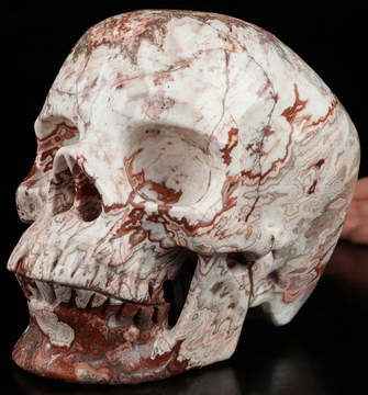 Super Realistic! Lifesized 7.1" Lace Jasper Hand Carved Crystal Skull, Crystal Healing