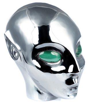 4.1" Tera-hertz Hand Carved Fairy Elf Alien Crystal Skull Companion With  Eyes, Hand Carved Gemstone Fine Art Sculpture, Reiki Healing Stone Statue