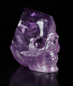 Gemstone 1.9" Amethyst Hand Carved Crystal Skull Fine Art Sculpture, Crystal Healing