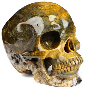 5.1" New Pietersite Hand Carved Crystal Skull, Super Realistic, Crystal Healing