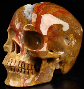 4.1" Indian Agate Hand Carved Crystal Skull, Super Realistic, Crystal Healing