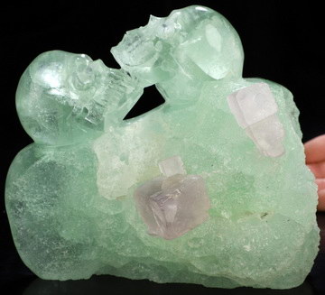 5.7" Fluorite Hand Carved Crystal Skull Fine Art Sculpture, Crystal Healing