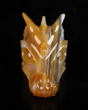 1.4" Premium Brazilian Agate Hand Carved Crystal Dragon Skull Sculpture, Crystal Healing