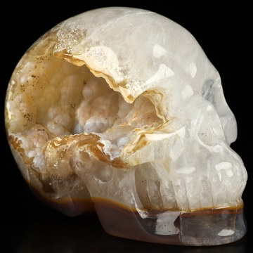 3.6" Premium Brazilian Agate Hand Carved Crystal Skull, Realistic, Crystal Healing