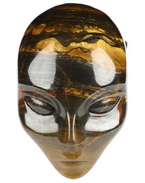 4.1" Tiger's Iron Eye Hand Carved Fairy Elf Alien Crystal Skull Companion Sculpture, Crystal Healing