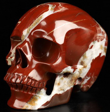 4.6" Red Jasper Hand Carved Crystal Skull, Super Realistic, Crystal Healing