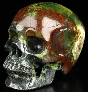 5.2" Hiso Jasper Hand Carved Crystal Skull, Super Realistic, Crystal Healing