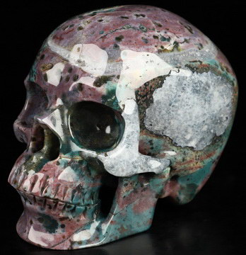 4.1" Indian Agate Hand Carved Crystal Skull, Super Realistic, Crystal Healing