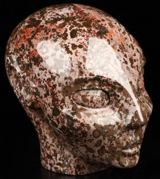 3.7" Tigerite Hand Carved Fairy Elf Alien Crystal Skull Companion Sculpture, Crystal Healing