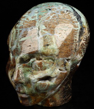 3.5" Green opal Hand Carved Fairy Elf Alien Crystal Skull Companion Sculpture, Crystal Healing