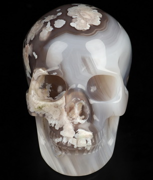 Gemstone 3.5" Sakura Agate Hand Carved Crystal Skull, Realistic, Crystal Healing