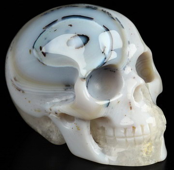 3.5" Premium Brazilian Agate Hand Carved Crystal Skull, Realistic, Crystal Healing