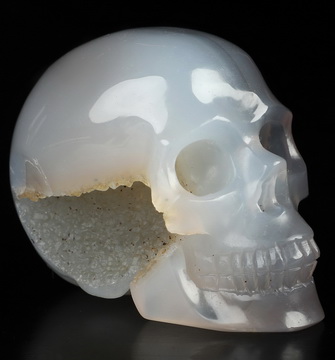 2.0" Agate Hand Carved Crystal Skull, Realistic, Crystal Healing