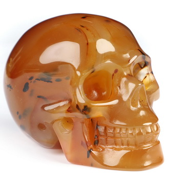 2.0" Carnelian Hand Carved Crystal Skull, Realistic, Crystal Healing