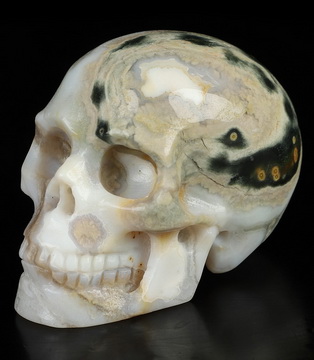 1.9" Ocean Jasper Hand Carved Crystal Skull, Realistic, Crystal Healing