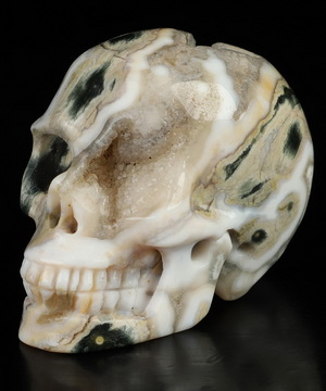 2.0" Ocean Jasper Hand Carved Crystal Skull, Realistic, Crystal Healing