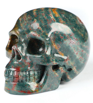 2.0" Bloodstone Hand Carved Crystal Skull, Realistic, Crystal Healing