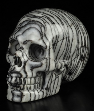 2.0" Black Network Jasper Hand Carved Crystal Skull, Realistic, Crystal Healing