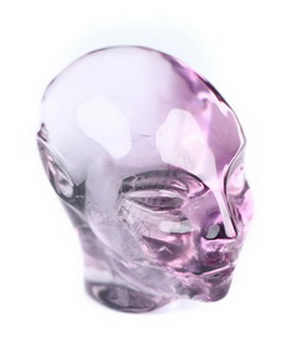 Gemstone 1.1" Amethyst Hand Carved Fairy Elf Alien Crystal Skull Companion Sculpture, Crystal Healing