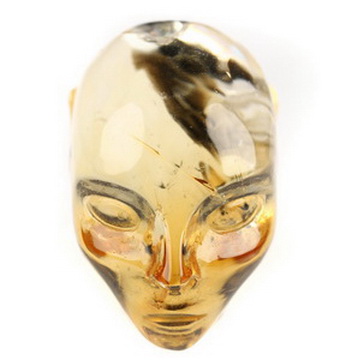 1.1" Rainbow Citrine Hand Carved Fairy Elf Alien Crystal Skull Companion Sculpture, Crystal Healing