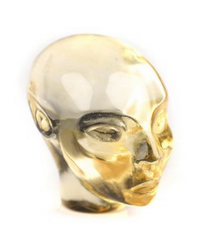 Gemstone 0.8" Citrine Hand Carved Fairy Elf Alien Crystal Skull Companion Sculpture, Crystal Healing