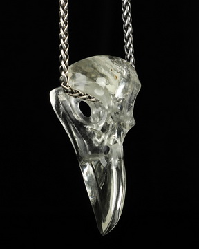 Gemstone Necklace of 2.3" Citrine Hand Carved Crystal Skull Pendant, Skull Jewelry
