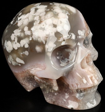 Amazing Super Realistic! Lifesized 6.3" Sakura Agate Hand Carved Crystal Skull, Crystal Healing