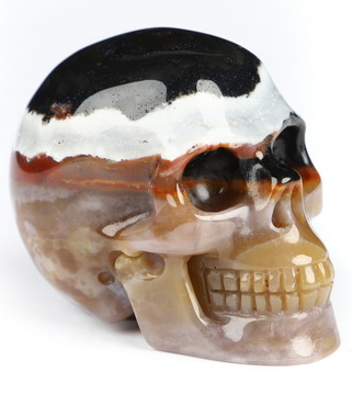 2.0" Black Zebra Agate Hand Carved Crystal Skull, Realistic, Crystal Healing