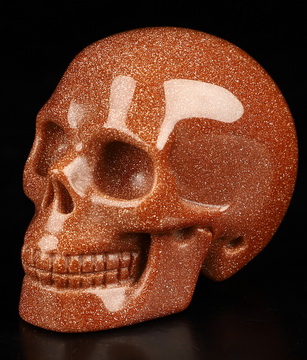2.0" Goldstone Hand Carved Crystal Skull, Realistic, Crystal Healing
