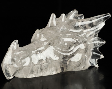 5.8" Smoky Quartz Rock Crystal Hand Carved Dragon Head Crystal Skull Sculpture, Crystal Healing