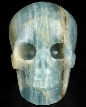 3.5" Blue Onyx Hand Carved Crystal Skull, Realistic, Crystal Healing