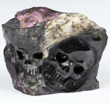 Gemstone 2.2" Purpurite Hand Carved Crystal Skull Fine Art Sculpture, Crystal Healing