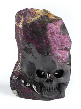 Gemstone 1.8" Purpurite Hand Carved Crystal Skull Fine Art Sculpture, Crystal Healing
