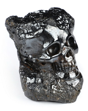 2.0" Limonite Hand Carved Crystal Skull Fine Art Sculpture, Crystal Healing