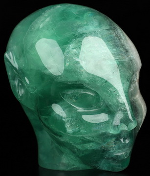 3.5" Fluorite Hand Carved Fairy Elf Alien Crystal Skull Companion Sculpture, Crystal Healing
