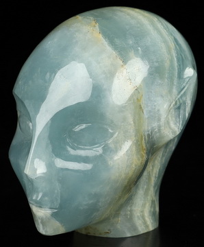 1.9" Blue Onyx Hand Carved Fairy Elf Alien Crystal Skull Companion Sculpture, Crystal Healing