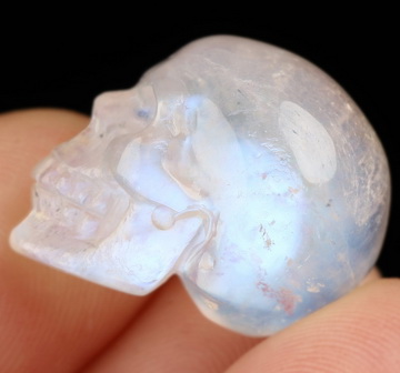 Flash 0.7" Moonstone Hand Carved Crystal Skull, Realistic, Crystal Healing