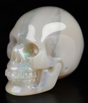 0.7" Australian Opal Hand Carved Crystal Skull, Realistic, Crystal Healing
