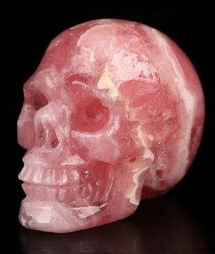 Gemstone 0.7" Rhodochrosite Hand Carved Crystal Skull, Realistic, Crystal Healing