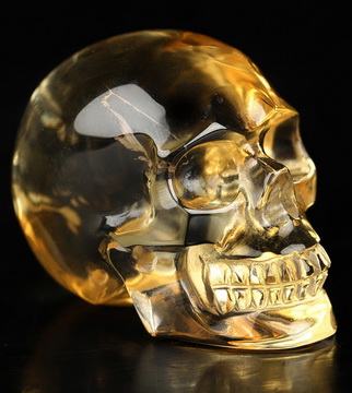 Gemstone 1.1" Citrine Hand Carved Crystal Skull, Realistic, Crystal Healing