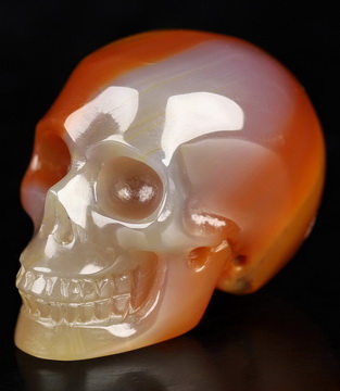 1.1" Empire Red Agate Hand Carved Crystal Skull, Realistic, Crystal Healing