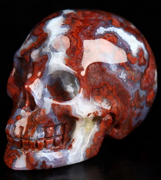 Gemstone 1.1" Empire Red Agate Hand Carved Crystal Skull, Realistic, Crystal Healing
