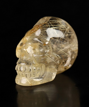 Gemstone 0.7" Rutilated Quartz Rock Crystal Hand Carved Crystal Skull, Realistic, Crystal Healing
