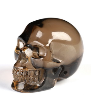 0.7" Smoky Quartz Rock Crystal Hand Carved Crystal Skull, Realistic, Crystal Healing